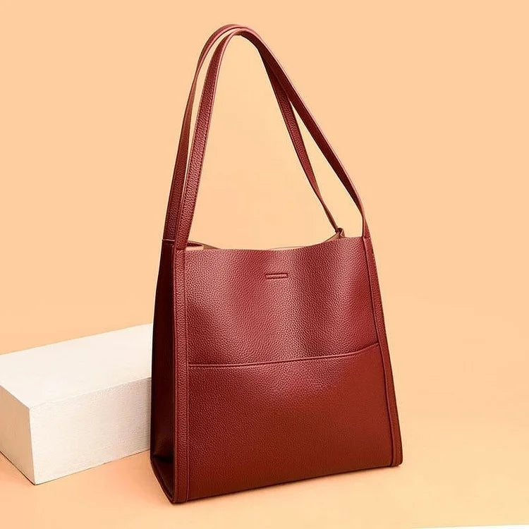 Solid color genuine leather shoulder bag - Last Day Promotion 49% OFF