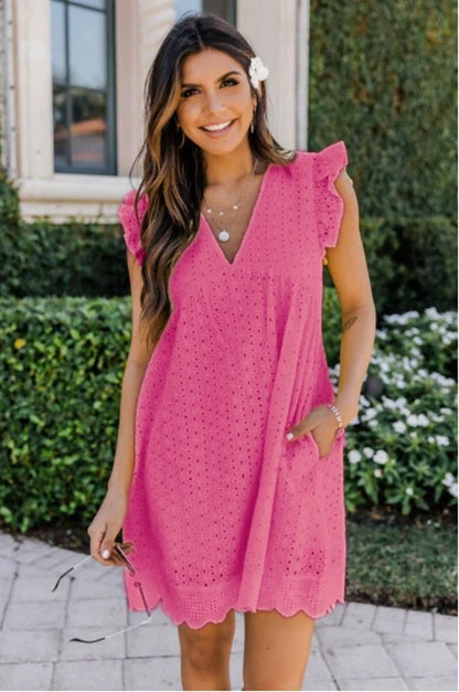 V-neck Sleeveless Mini Dress with Lace - Summer Fashion 2023