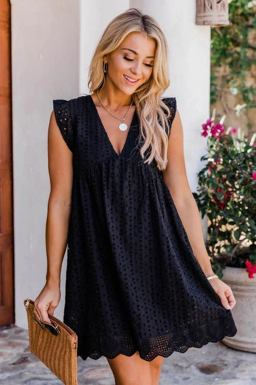 V-neck Sleeveless Mini Dress with Lace - Summer Fashion 2023