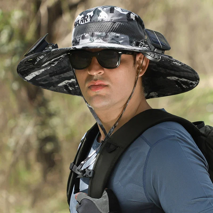 Outdoor Wide Brim Sun Hat With Solar Fan - EARLY SUMMER SALE 69% OFF