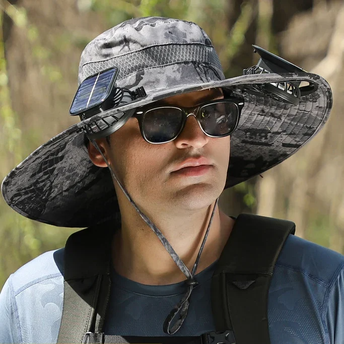 Outdoor Wide Brim Sun Hat With Solar Fan - EARLY SUMMER SALE 69% OFF