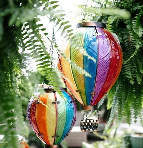 GreenLeavesGarden | Hot air balloon solar simulated flame lantern