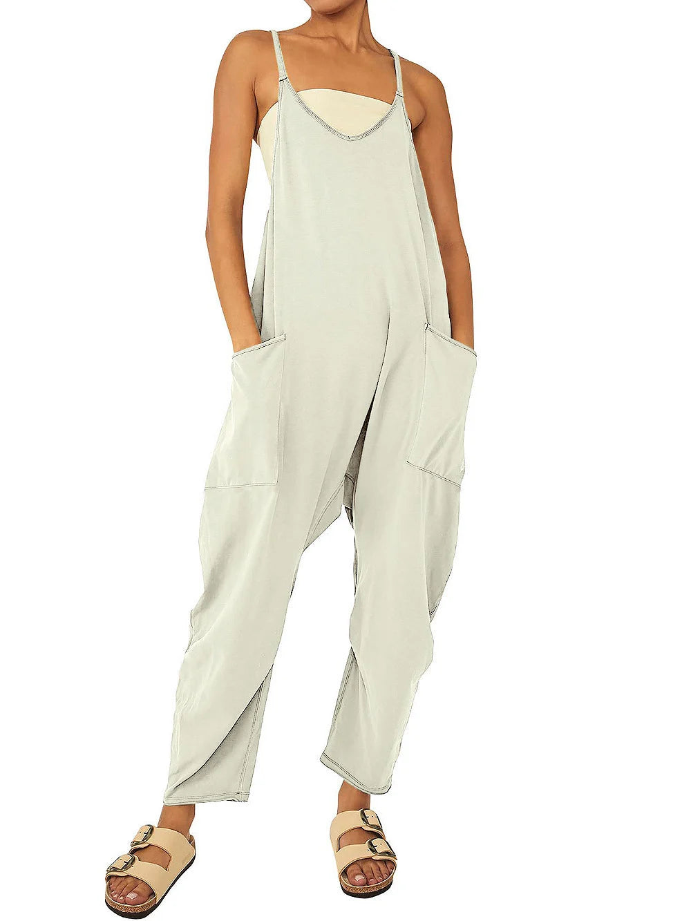 Wide Leg Jumpsuit with Pockets - Hot Sale 50% Off