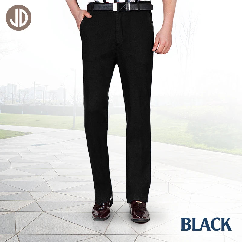 JaxDenim - Men's High Waist Straight Fit Stretch Denim Slacks