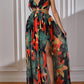 Women's Floral Print Chain Decor Split Thigh Dress - Hot sale 50%