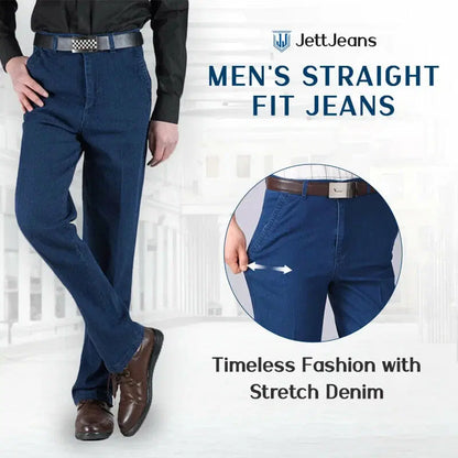 Men's High Waist Straight Fit Stretch Jeans