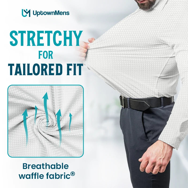 UptownMens - Stretchy Anti-Wrinkle Waffle Knit Shirts