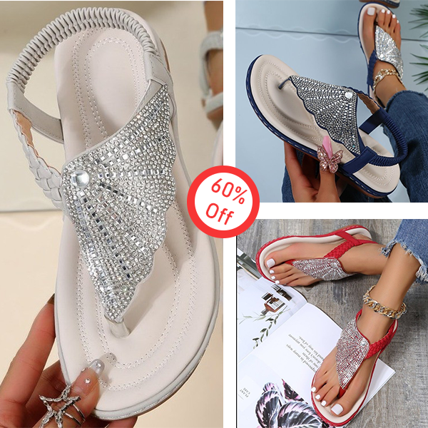 2023 Ortopedic Women's Sandals Casual Crystal Roman Slippers