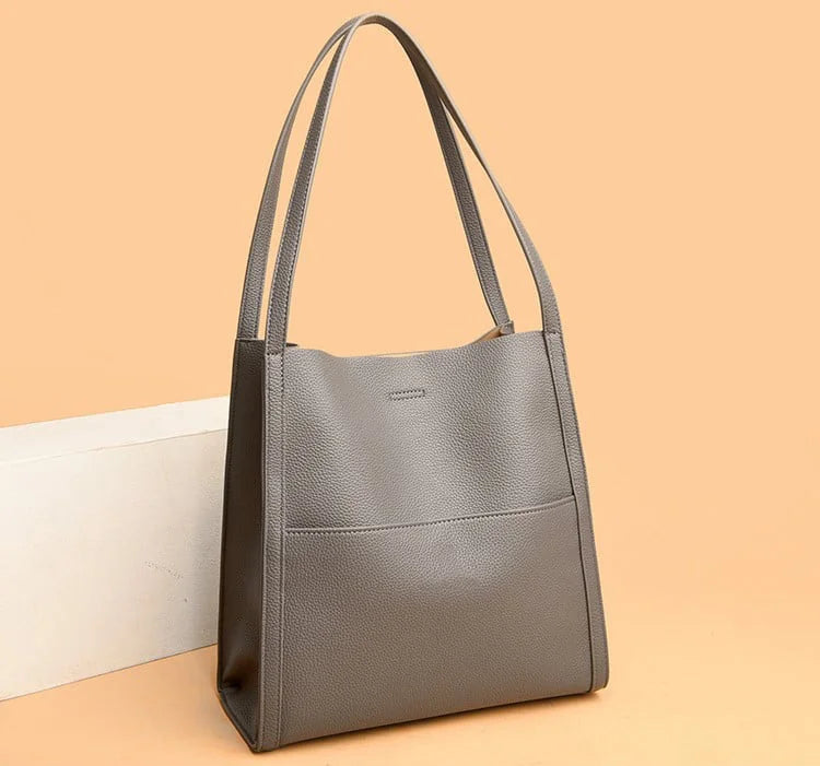 Solid color genuine leather shoulder bag - Last Day Promotion 49% OFF