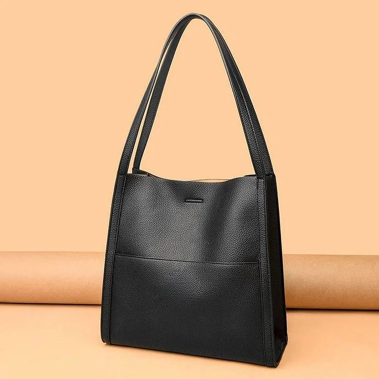 Solid color genuine leather shoulder bag - Last Day Promotion 49% OFF