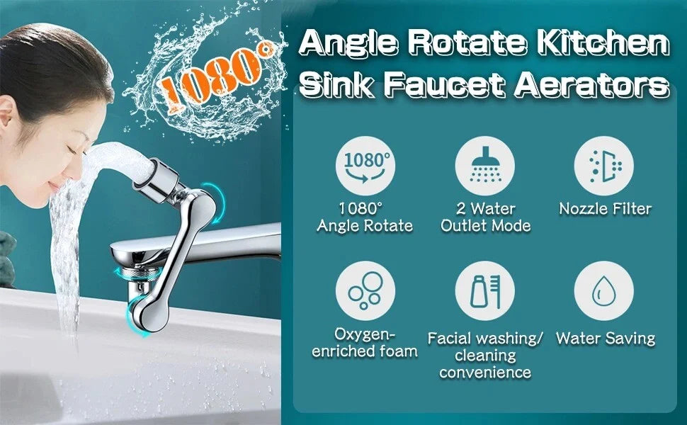 Universal 1080° Swivel Robotic Arm Swivel Extension Faucet Aerator