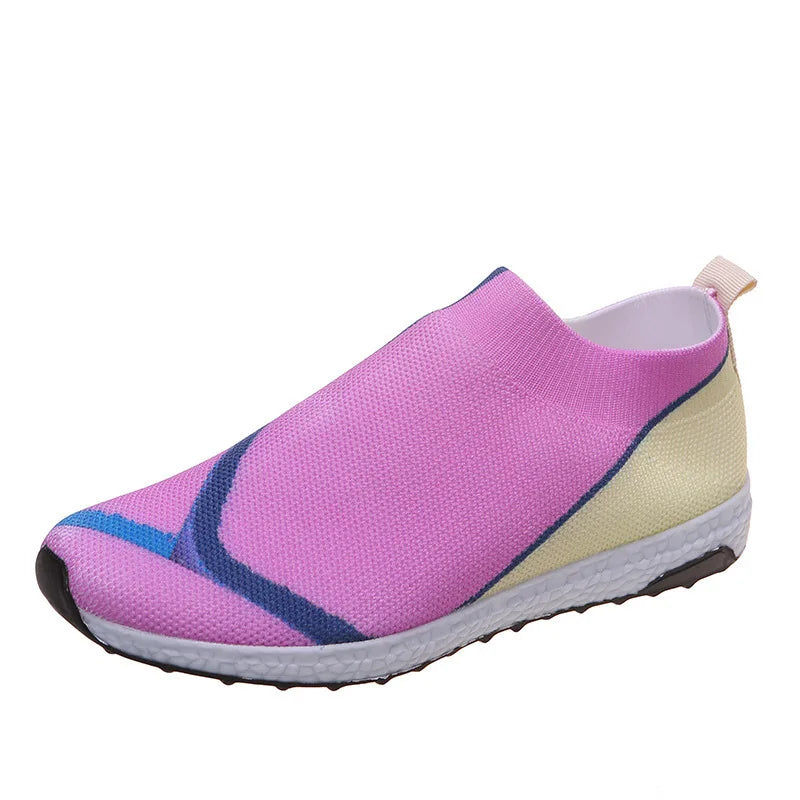 Women Breathable Woven Mesh Slip-on Easy Sneakers