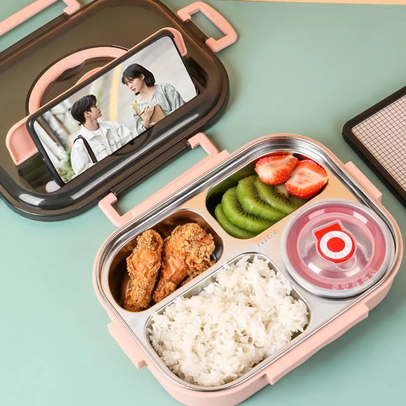 Aesaps - Elementary School Lunch Box With Lid Separated Insulated Lunch Box