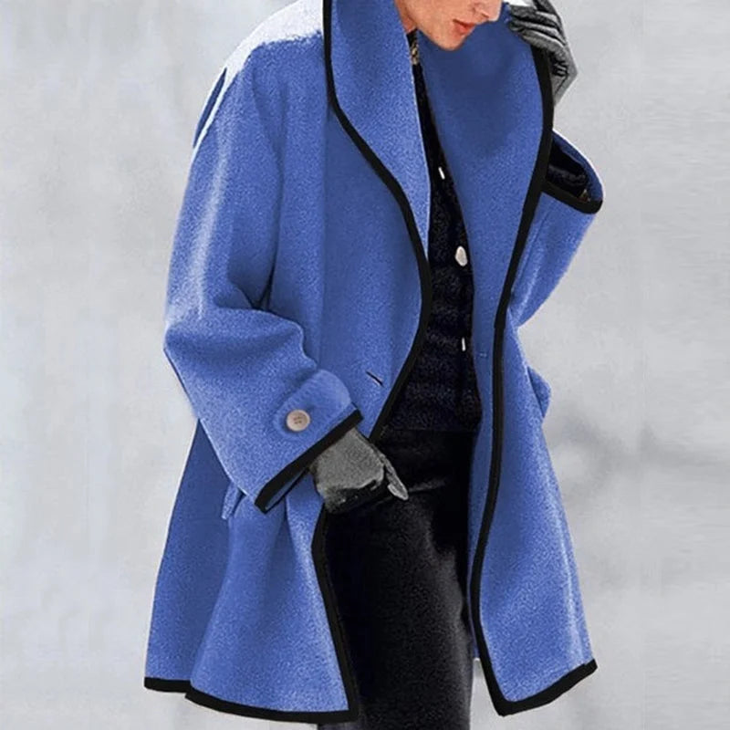 Classics Agave - Hooded Color Block Woolen Coat (Buy 2 Vip Shipping) - Sale 49% OFF