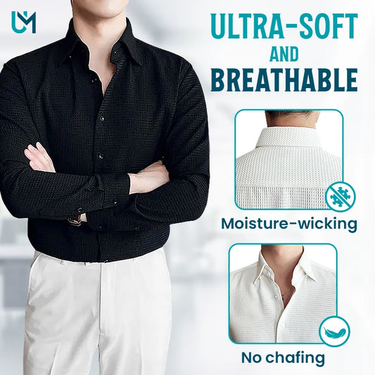 UptownMens - Stretchy Anti-Wrinkle Waffle Knit Shirts