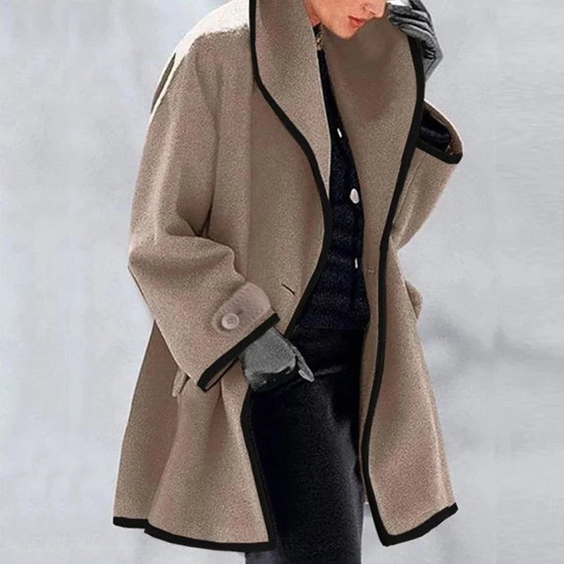 Classics Agave - Hooded Color Block Woolen Coat (Buy 2 Vip Shipping) - Sale 49% OFF