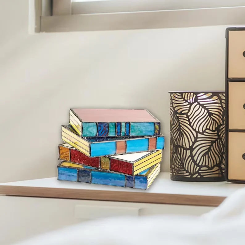 Stained Glass Stacked Books Lamp