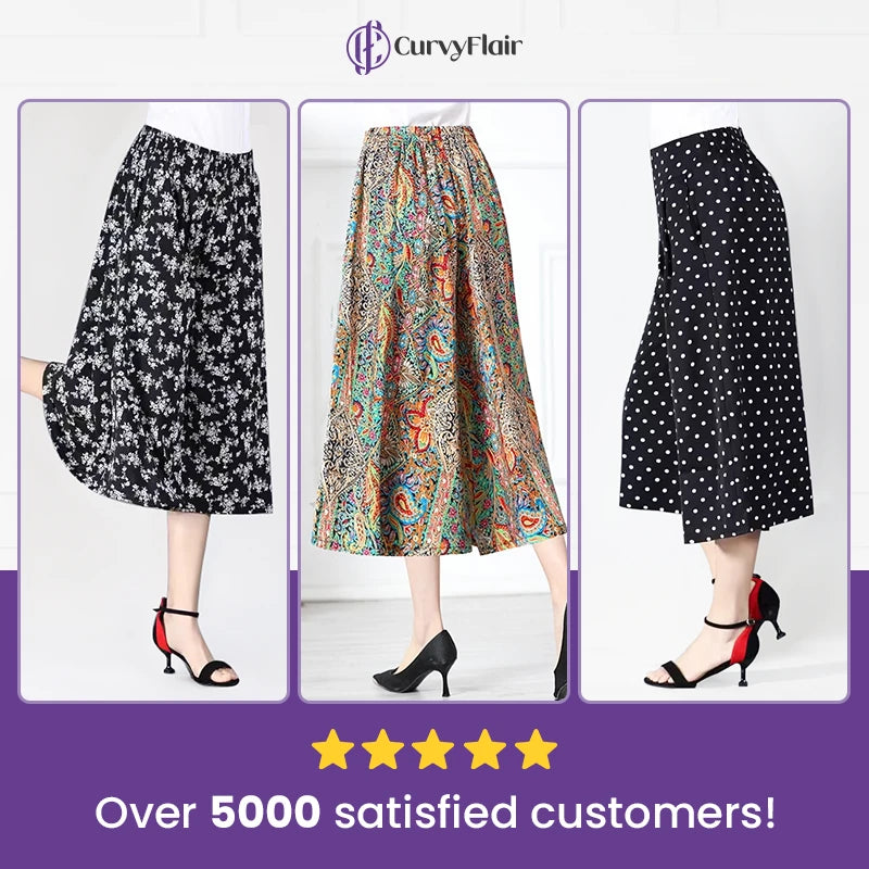 CurvyFlair - High Waist Wide Leg Pants