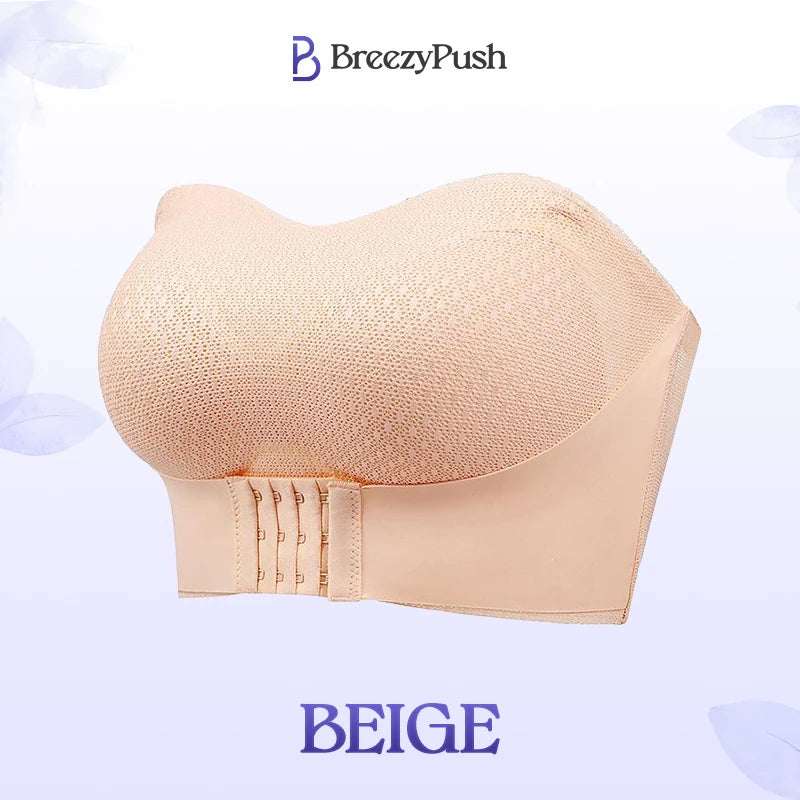 BreezyPush - Breathable Non-Slip Strapless Front Buckle Push-Up Bra - Hot Sale 50% Off