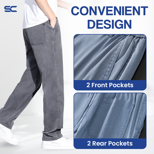 SleekComfy - All Day Comfort Straight Regular Fit Denim Trousers