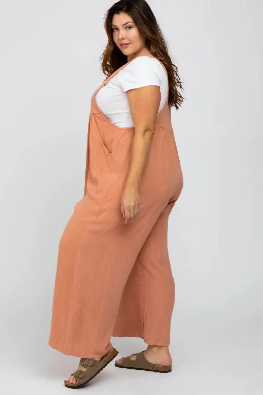 Plus Size Wide Leg Overalls Jumpsuit (Buy 2 Vip Shipping)