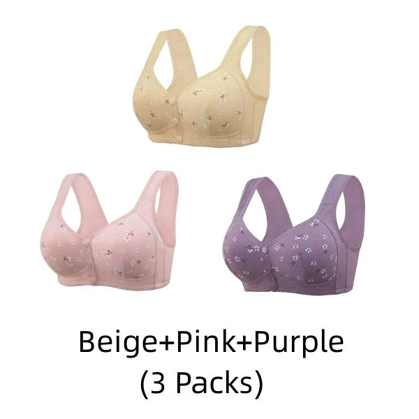 Comfortable & Convenient Front Button Bra - Buy 1 Get 2 Free (Total 3 Packs)