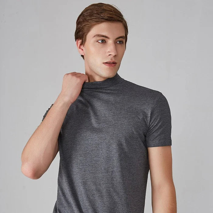 Men 's High Neck Slim Fit T-shirt - Hot Sale 50% Off