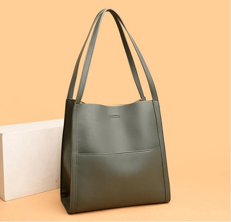 Solid color genuine leather shoulder bag - Last Day Promotion 49% OFF