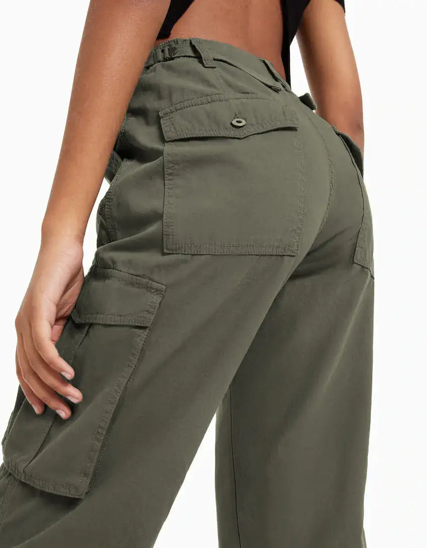 SilkennStrands- High Waist Cargo Pants