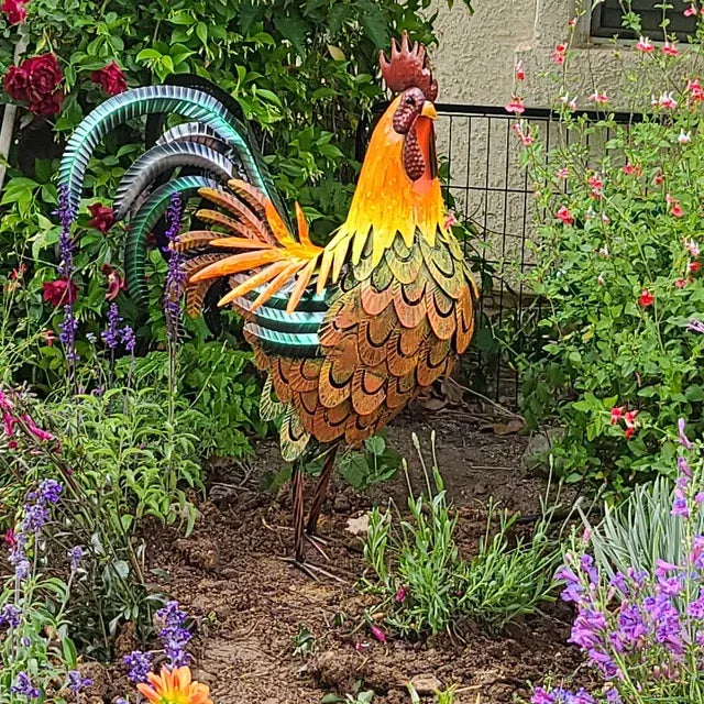 Iron rooster-Amazing detail and beautiful colours-Lawn & garden art (Last Day Promotion- SAVE 70%)