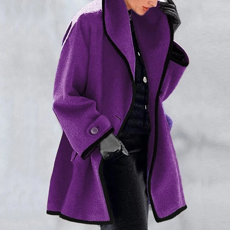 Classics Agave - Hooded Color Block Woolen Coat (Buy 2 Vip Shipping) - Sale 49% OFF