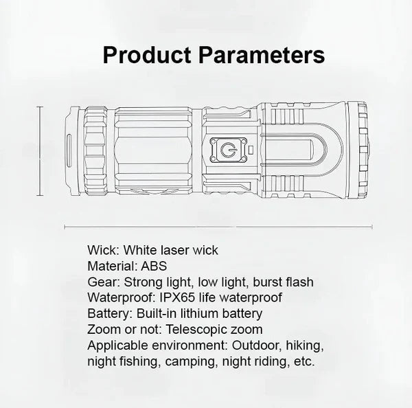 White Laser Telescopic Zoom Flashlight - Christmas Pre-sale - 80% Off