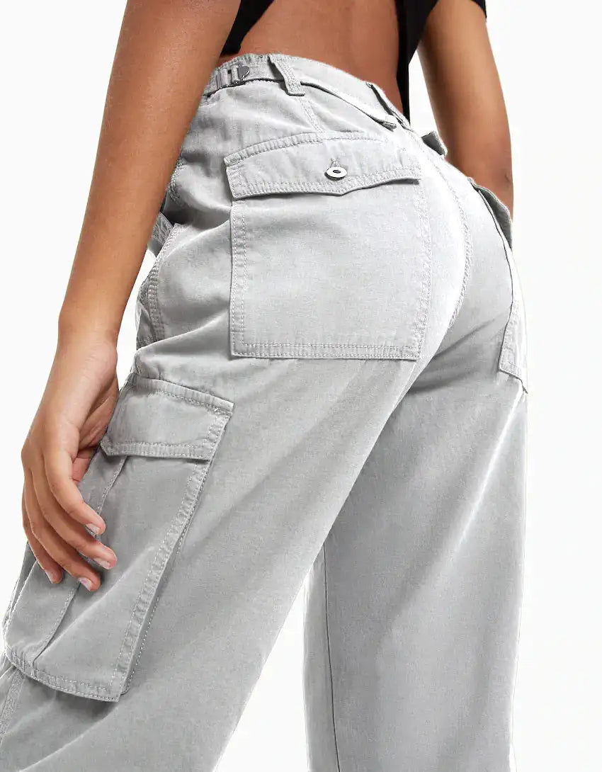 SilkennStrands- High Waist Cargo Pants