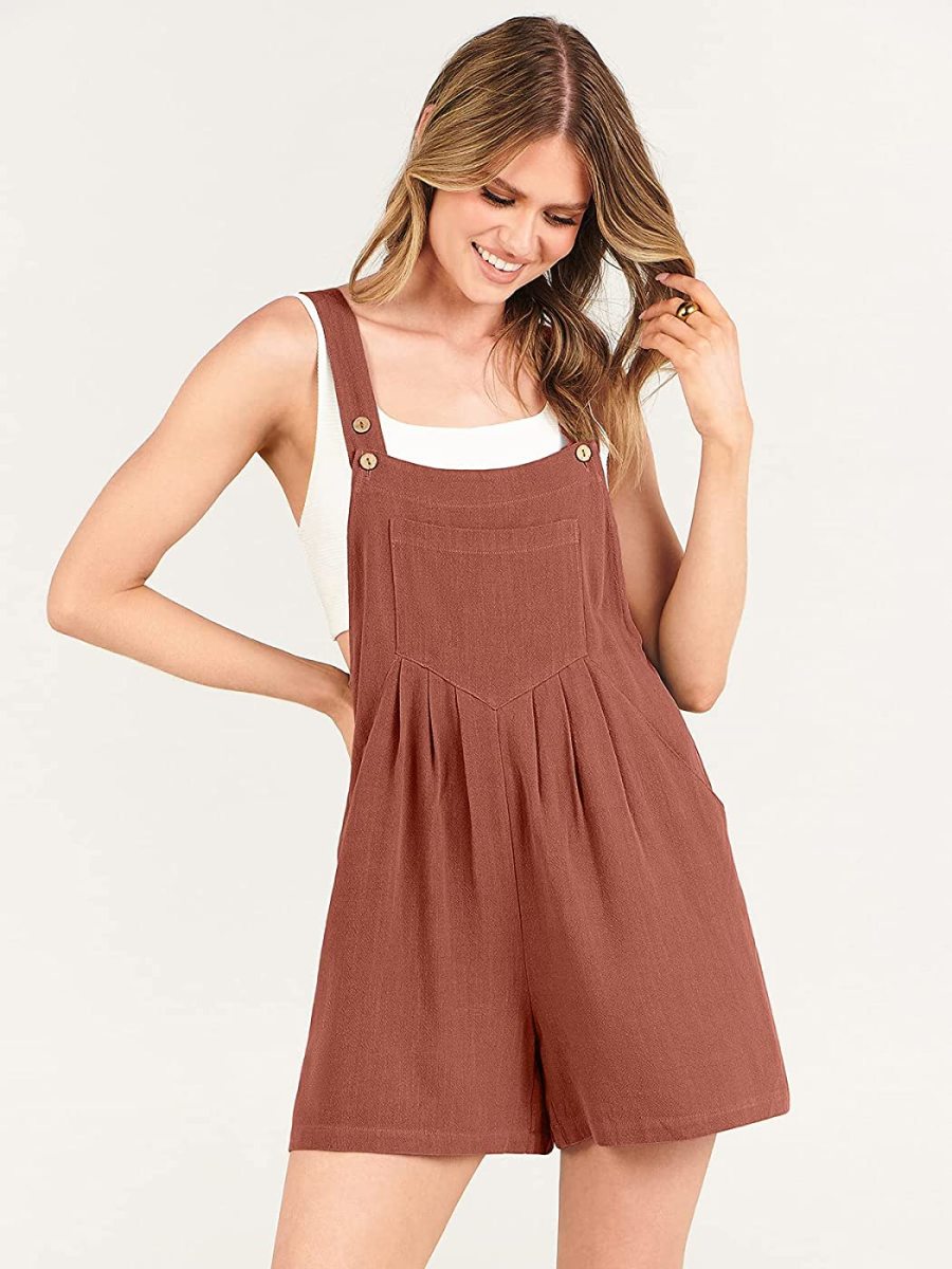 Adjustable Wide Leg Pocket Short Overalls Romper (Buy 2 Vip Shipping)