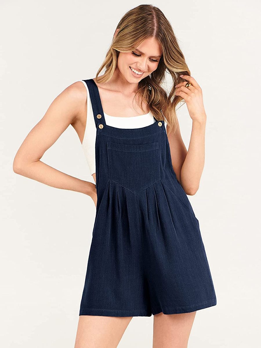 Adjustable Wide Leg Pocket Short Overalls Romper (Buy 2 Vip Shipping)