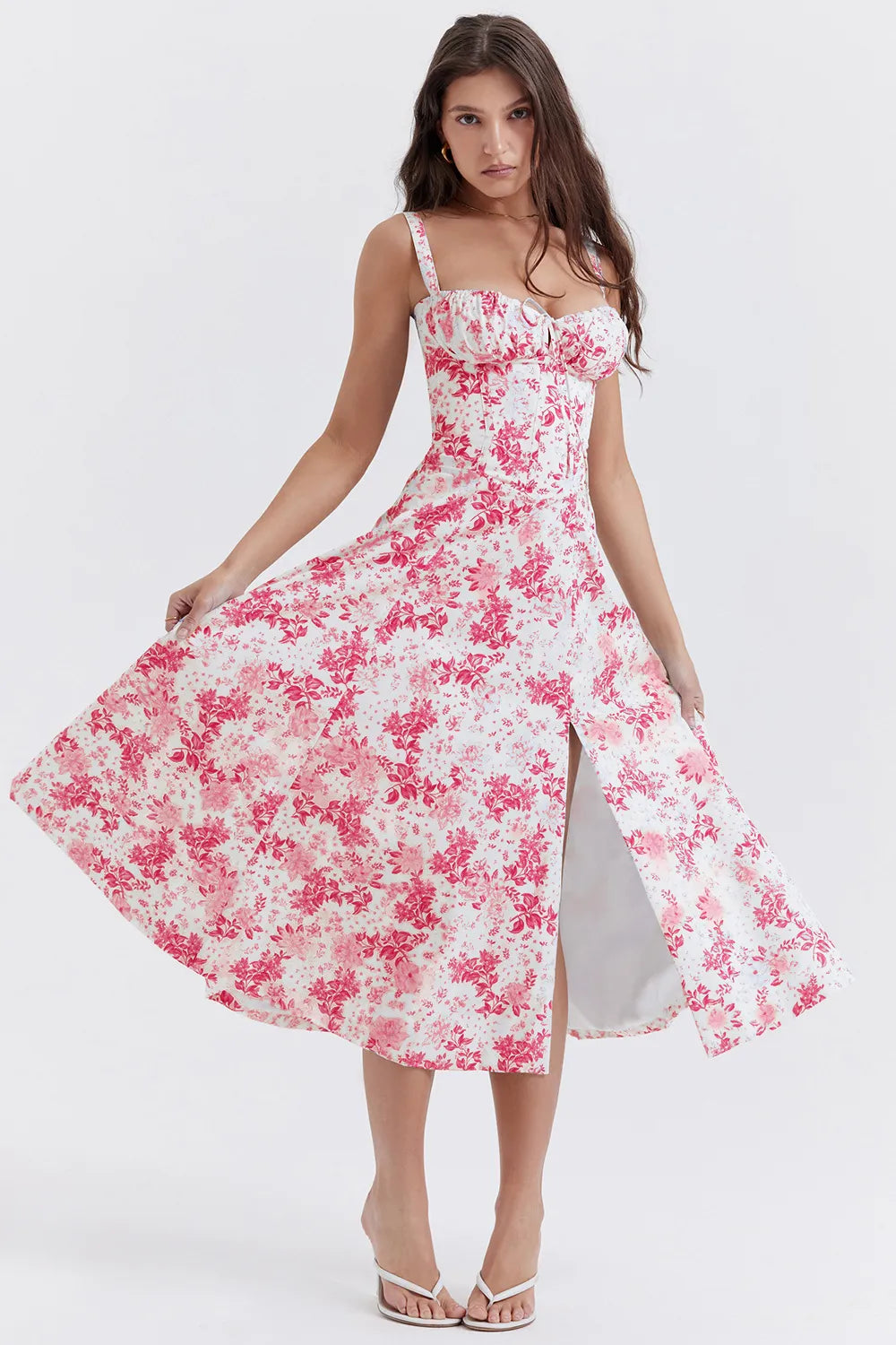 FLORICY COMFORTABLE BEAUTY-NO UNDERWIRE-PRINT BUSTIER SUNDRESS (50% OFF)