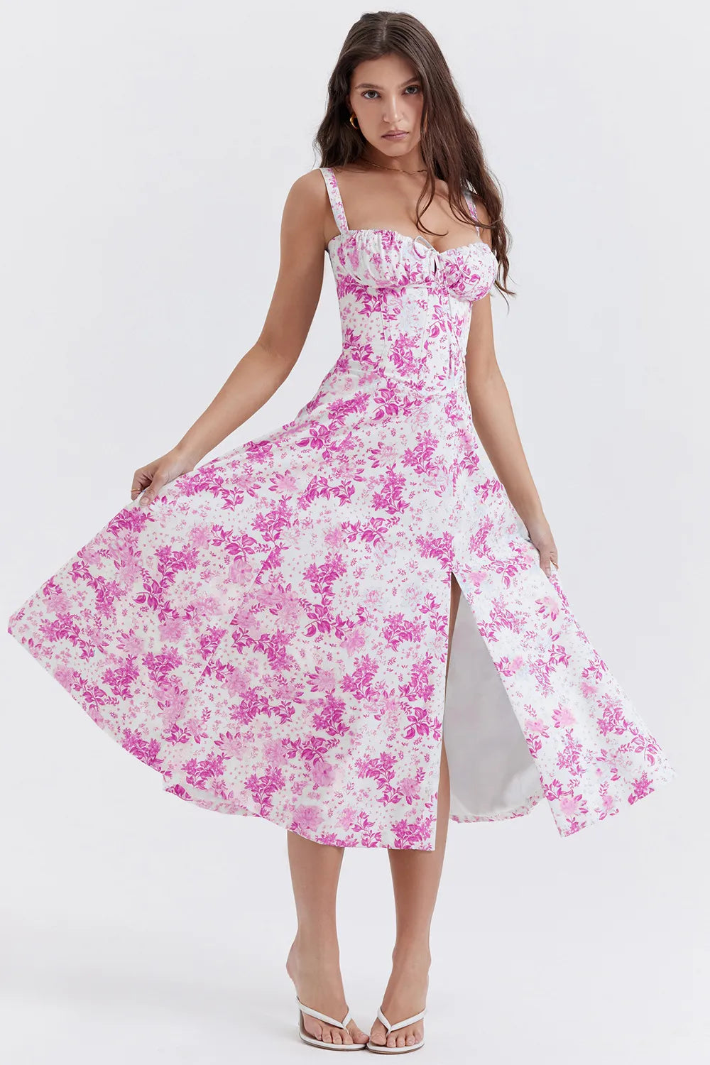 FLORICY COMFORTABLE BEAUTY-NO UNDERWIRE-PRINT BUSTIER SUNDRESS (50% OFF)