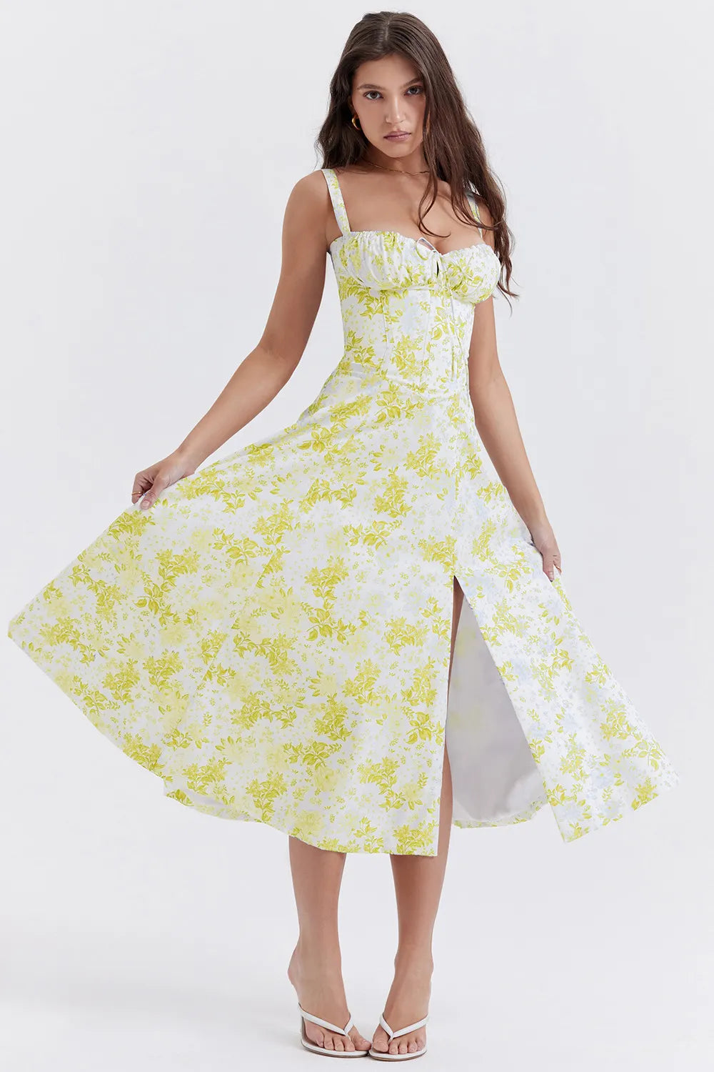 FLORICY COMFORTABLE BEAUTY-NO UNDERWIRE-PRINT BUSTIER SUNDRESS (50% OFF)