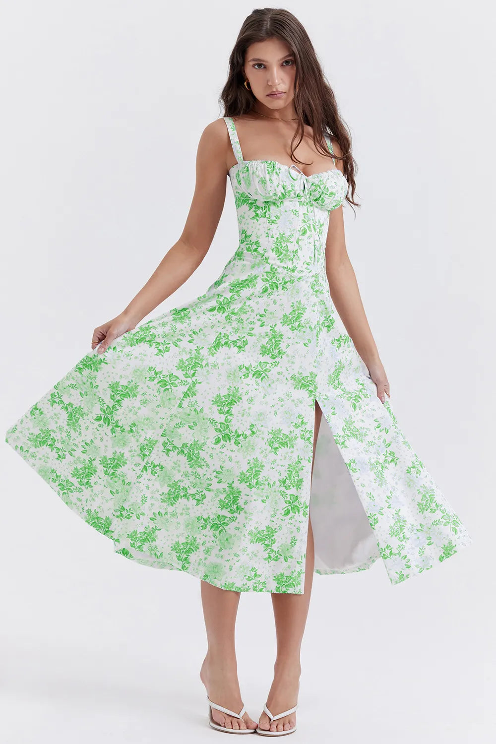 FLORICY COMFORTABLE BEAUTY-NO UNDERWIRE-PRINT BUSTIER SUNDRESS (50% OFF)