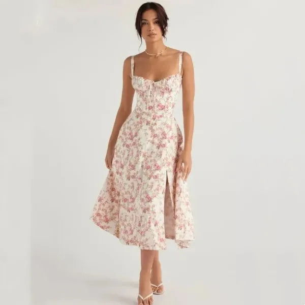 FLORICY COMFORTABLE BEAUTY-NO UNDERWIRE-PRINT BUSTIER SUNDRESS (50% OFF)