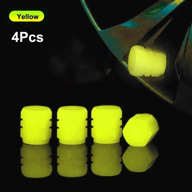 Glow In The Dark Valve Caps (Universal Fits Any Car)