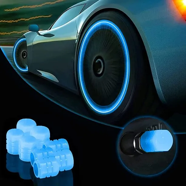 Glow In The Dark Valve Caps (Universal Fits Any Car)