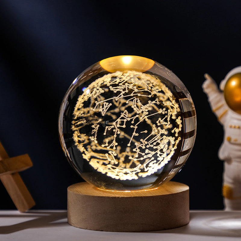 Esfera espacial 3D con base de luz