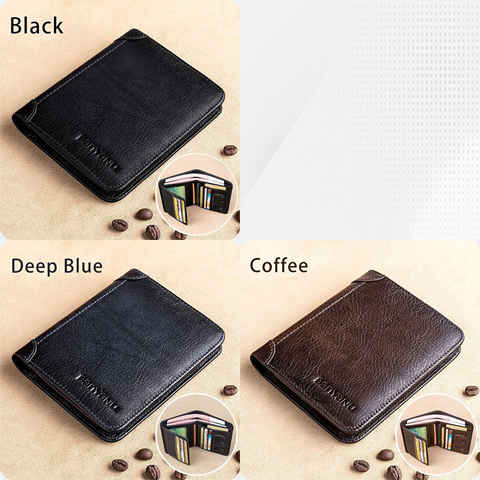 Multi-functional RFID Blocking Waterproof Durable Genuine Leather Wallet