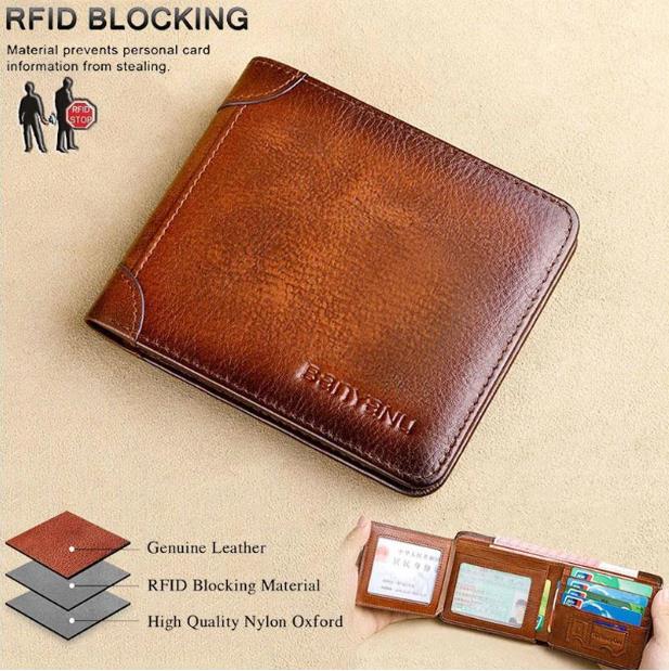 Multi-functional RFID Blocking Waterproof Durable Genuine Leather Wallet - Last Day 49% OFF