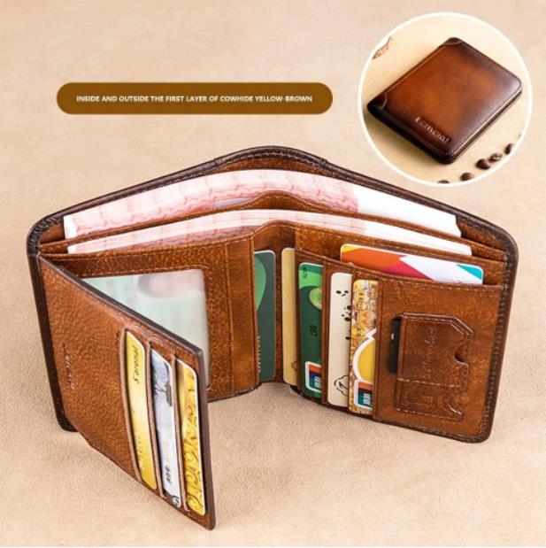 Multi-functional RFID Blocking Waterproof Durable Genuine Leather Wallet - Last Day 49% OFF