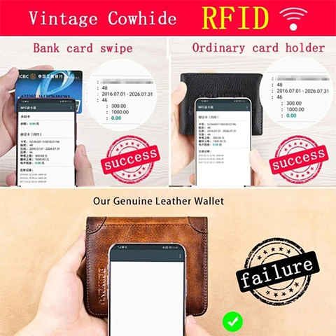 Multi-functional RFID Blocking Waterproof Durable Genuine Leather Wallet