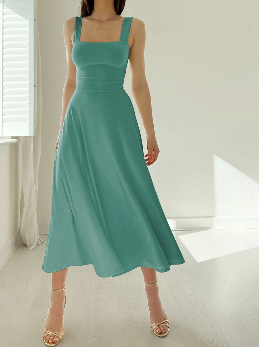 NEW WOMEN'S THICK STRAPS MIDI DRESS (BUY 2 VIP SHIPPING)