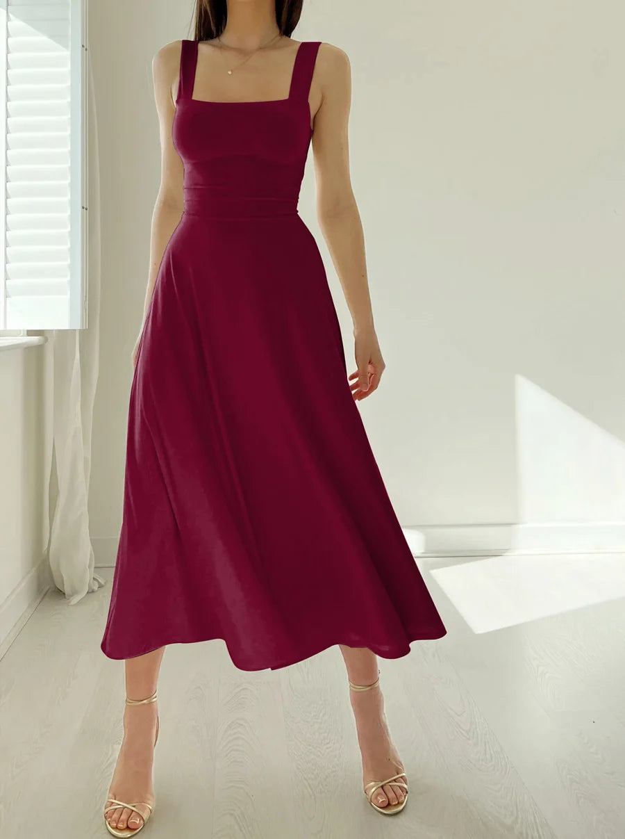 NEW WOMEN'S THICK STRAPS MIDI DRESS (BUY 2 VIP SHIPPING)