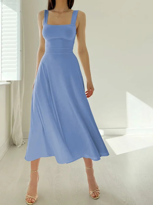 NEW WOMEN'S THICK STRAPS MIDI DRESS (BUY 2 VIP SHIPPING)